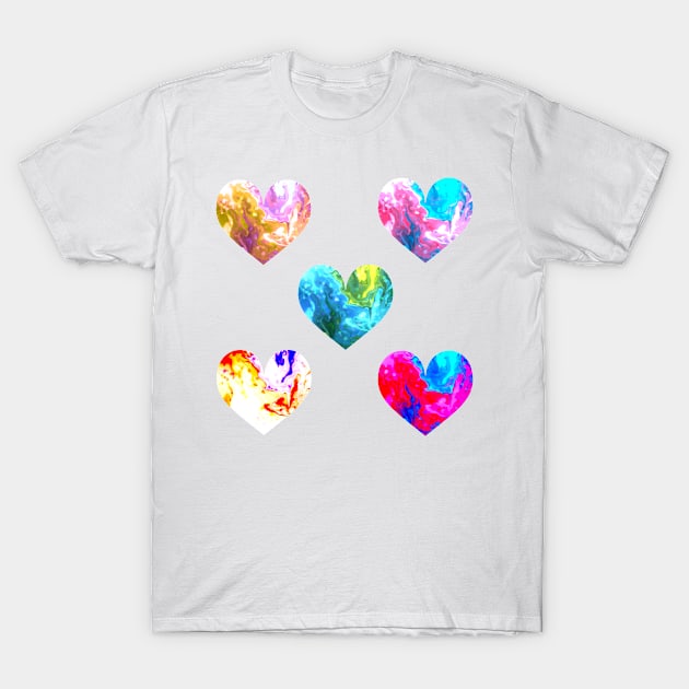 Psychedelic Abstract Liquid Hearts T-Shirt by MarkusMikaelH